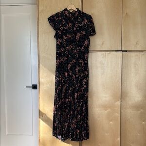 Zara Premium Denim Everyday Maxi Floral Black Dress m, Medium, NWT